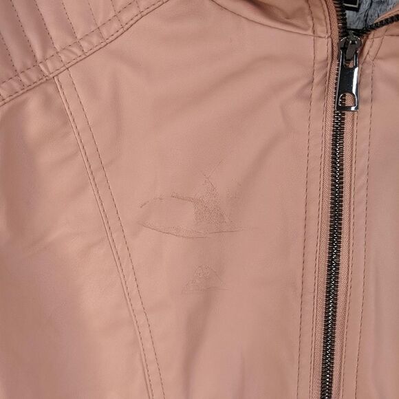 Royalty For Me Pink Pleather Biker Jacket With Faux Fur Lining - Picture 5 of 10